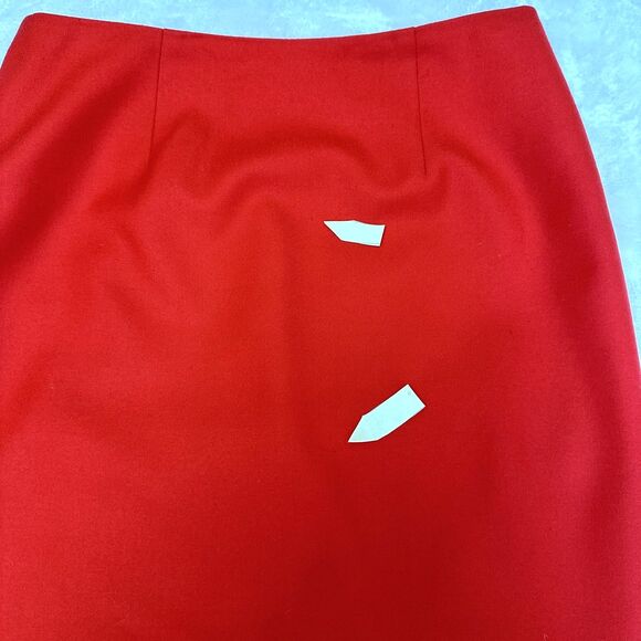 Eccoci Women's Scarlet Red Wool Knee Length Lined Pencil Skirt Sz 4 - Picture 5 of 15